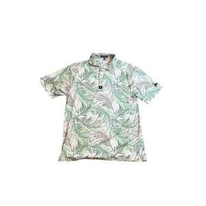 Bad Birdie Mens Tropical Leaf Print Golf Polo Shirt Size Large - Performance